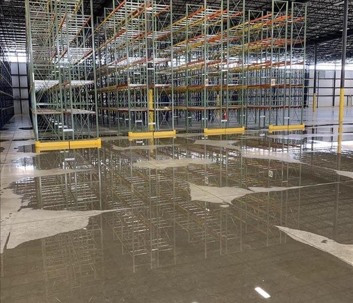 water in a factory with medal shelving